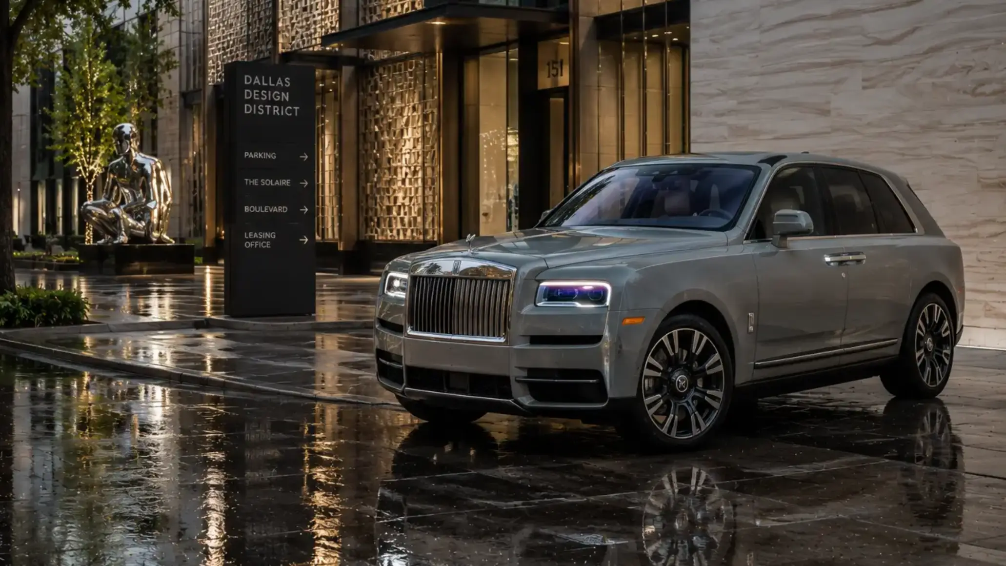 A luxury SUV receiving an arrival inspection at a North Texas property